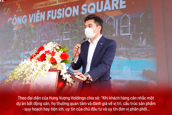 Ông Phạm Việt Anh trong buổi phát biểu tại lễ động thổ công viên Fusion Square