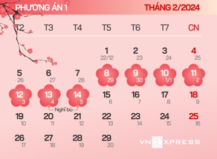 Nghỉ Tết Nguyên đán Giáp Thìn 7 ngày